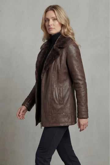 Shearling Collar Leather Jacket