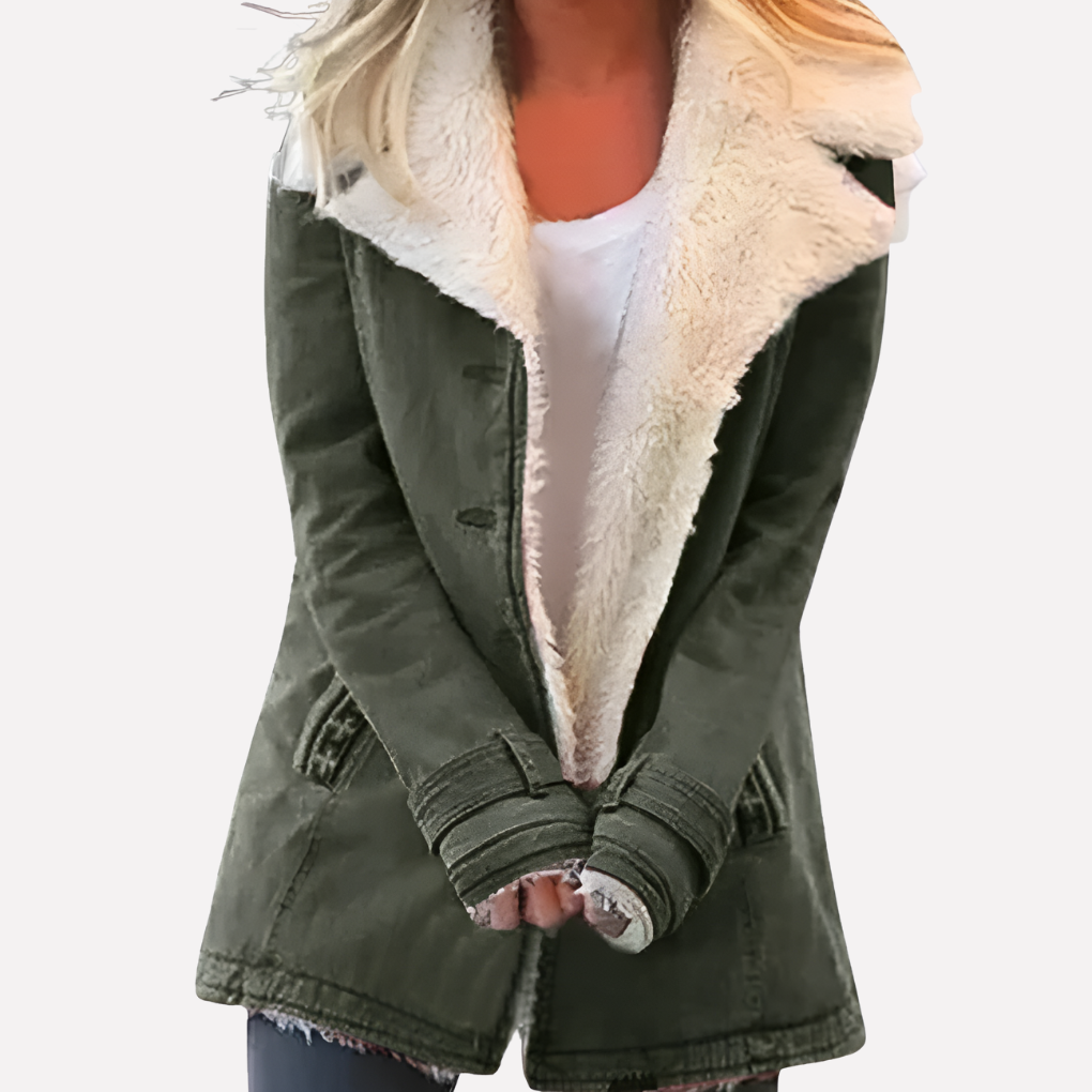 Sherpa-Lined Shawl Collar Jacket | Valenira