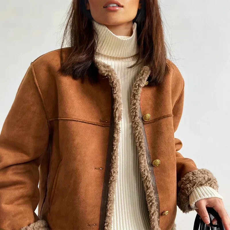 Sherpa Trim Cropped Jacket | Valenira