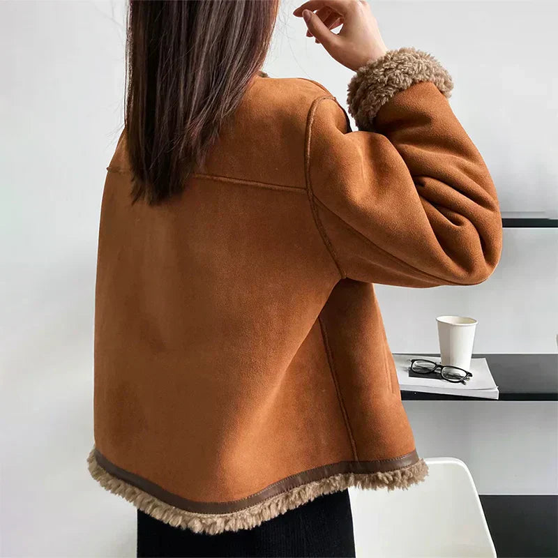 Sherpa Trim Cropped Jacket | Valenira