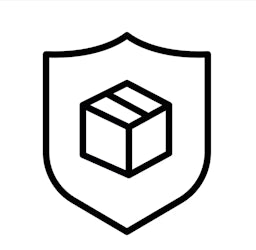 Shield icon with a box inside on a white background