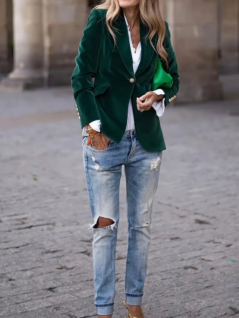 Single Button Fitted Blazer | Valenira