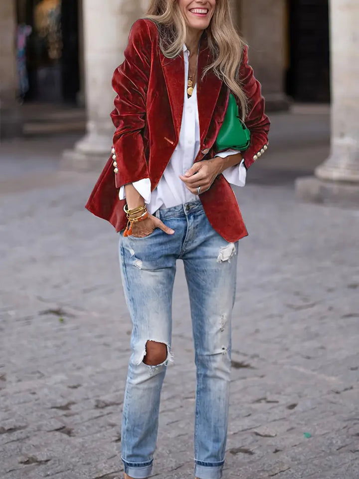Single Button Fitted Blazer | Valenira