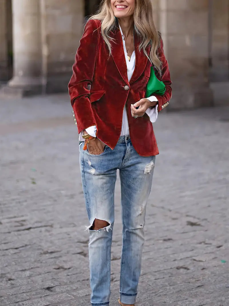Single Button Fitted Blazer | Valenira