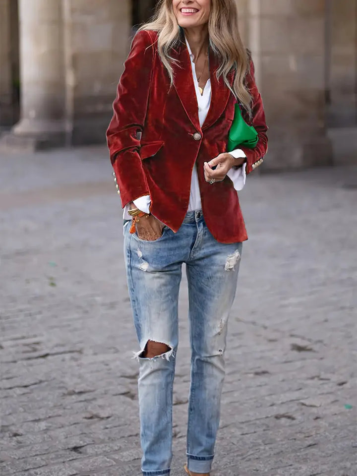 Single Button Fitted Blazer | Valenira