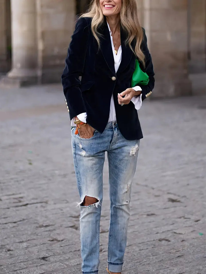 Single Button Fitted Blazer | Valenira