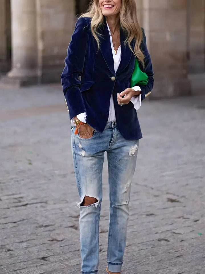 Single Button Fitted Blazer | Valenira