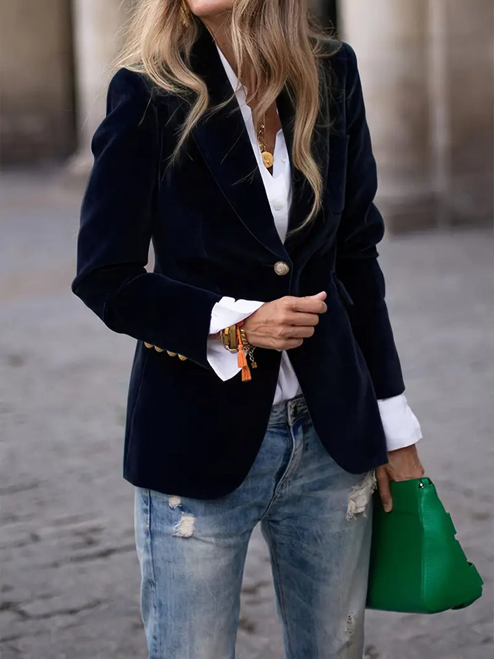 Single Button Fitted Blazer in Red | Valenira