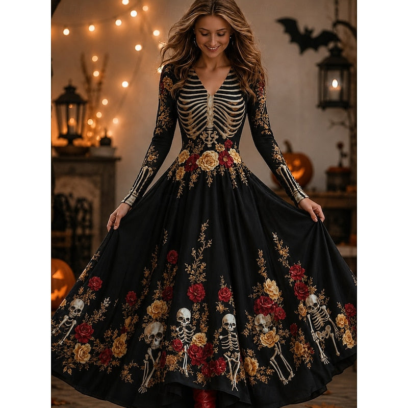 Skull Print Maxi Dress | Valenira