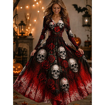 Skull Print Maxi Dress