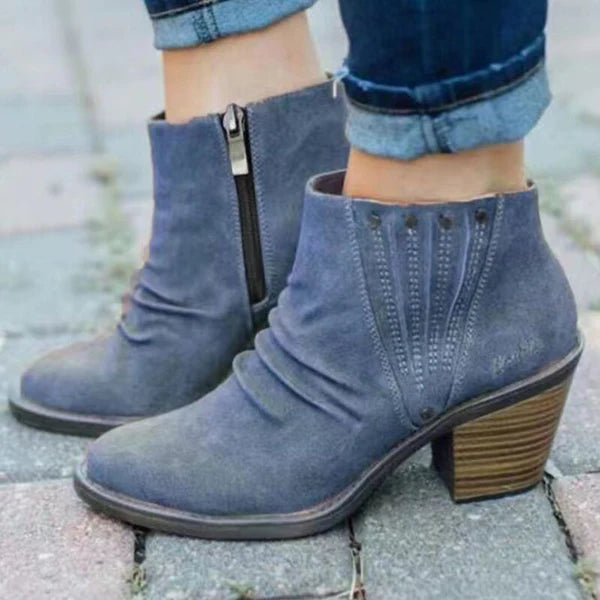 Slouch Ankle Boots in Blue | Valenira