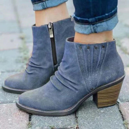 Slouch Ankle Boots in Blue | Valenira