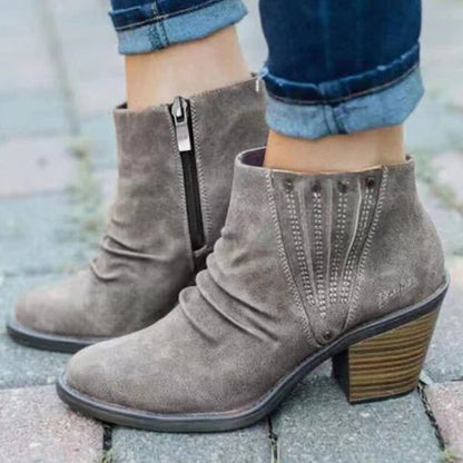 Slouch Ankle Boots in Gray | Valenira
