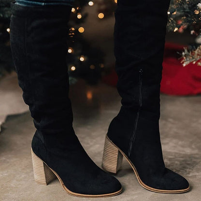 Slouch Knee High Boots in Black | Valenira