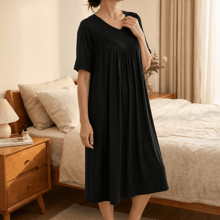 Pleated Yoke Modal Sleep Dress