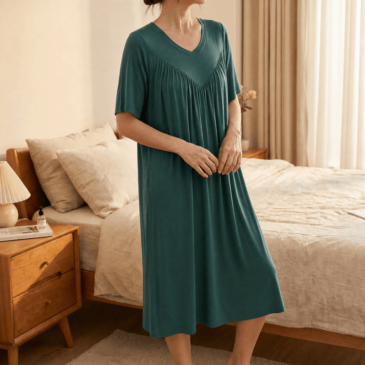 Pleated Yoke Modal Sleep Dress