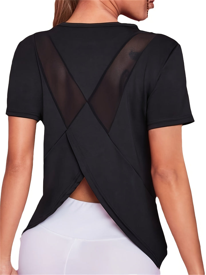 Split Back Sport Tee in Black | Valenira