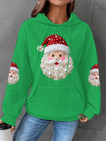 Pearl Santa Waffle Knit Hoodie