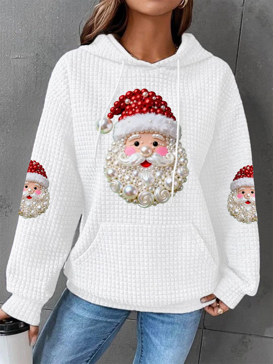 Pearl Santa Waffle Knit Hoodie