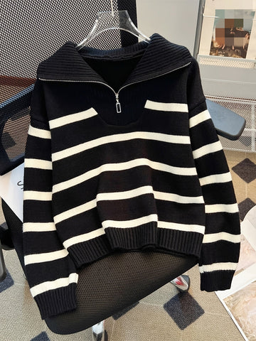 Striped Quarter Zip Sweater