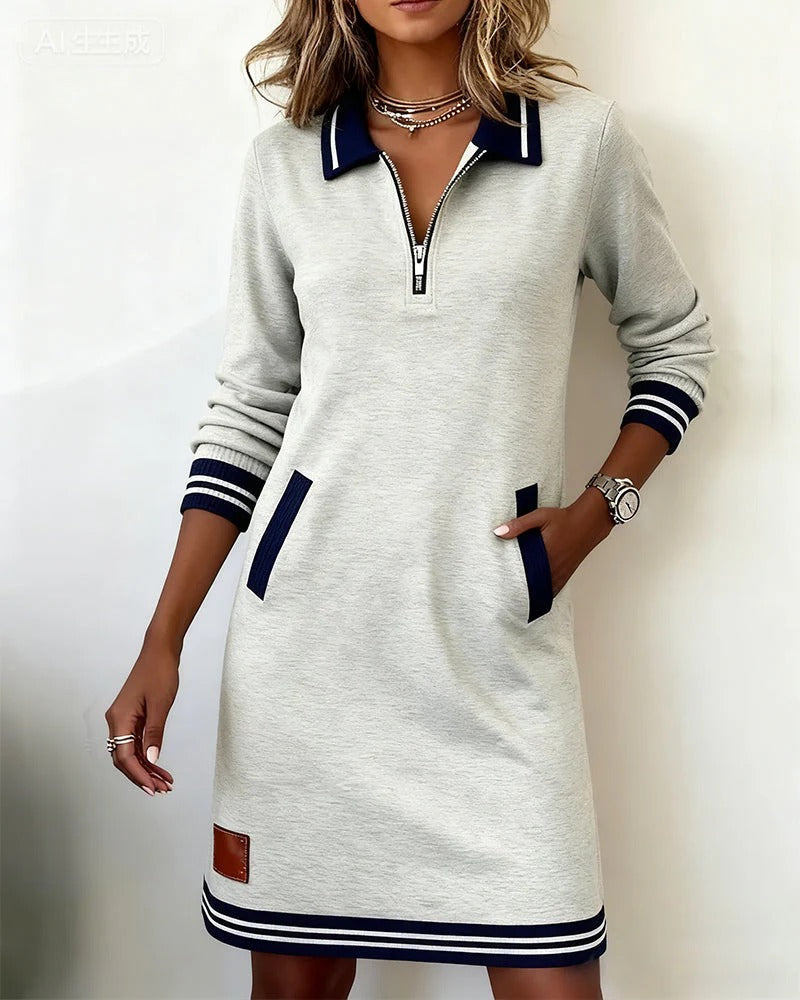 Striped Trim Polo Dress | Valenira
