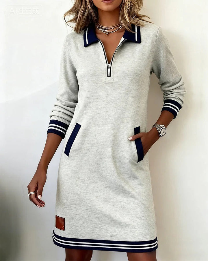 Striped Trim Polo Dress | Valenira