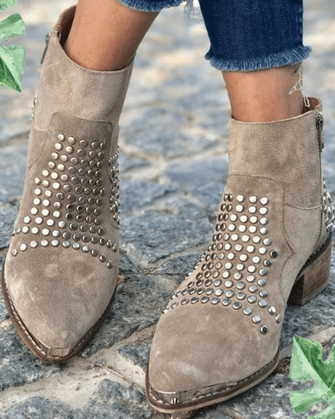 Studded Suede Ankle Boots | Valenira