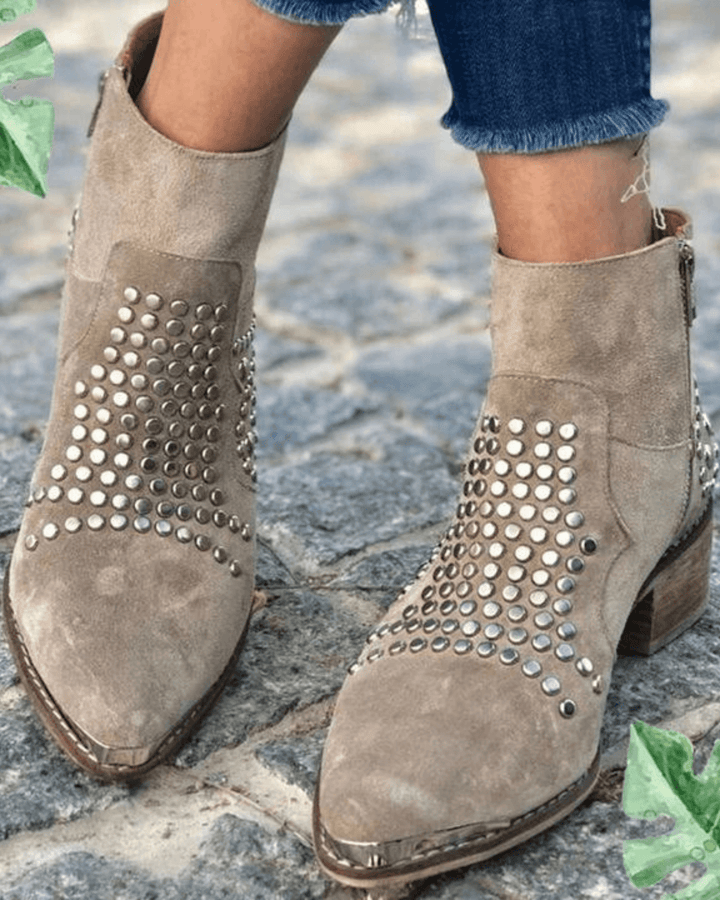 Studded Suede Ankle Boots | Valenira