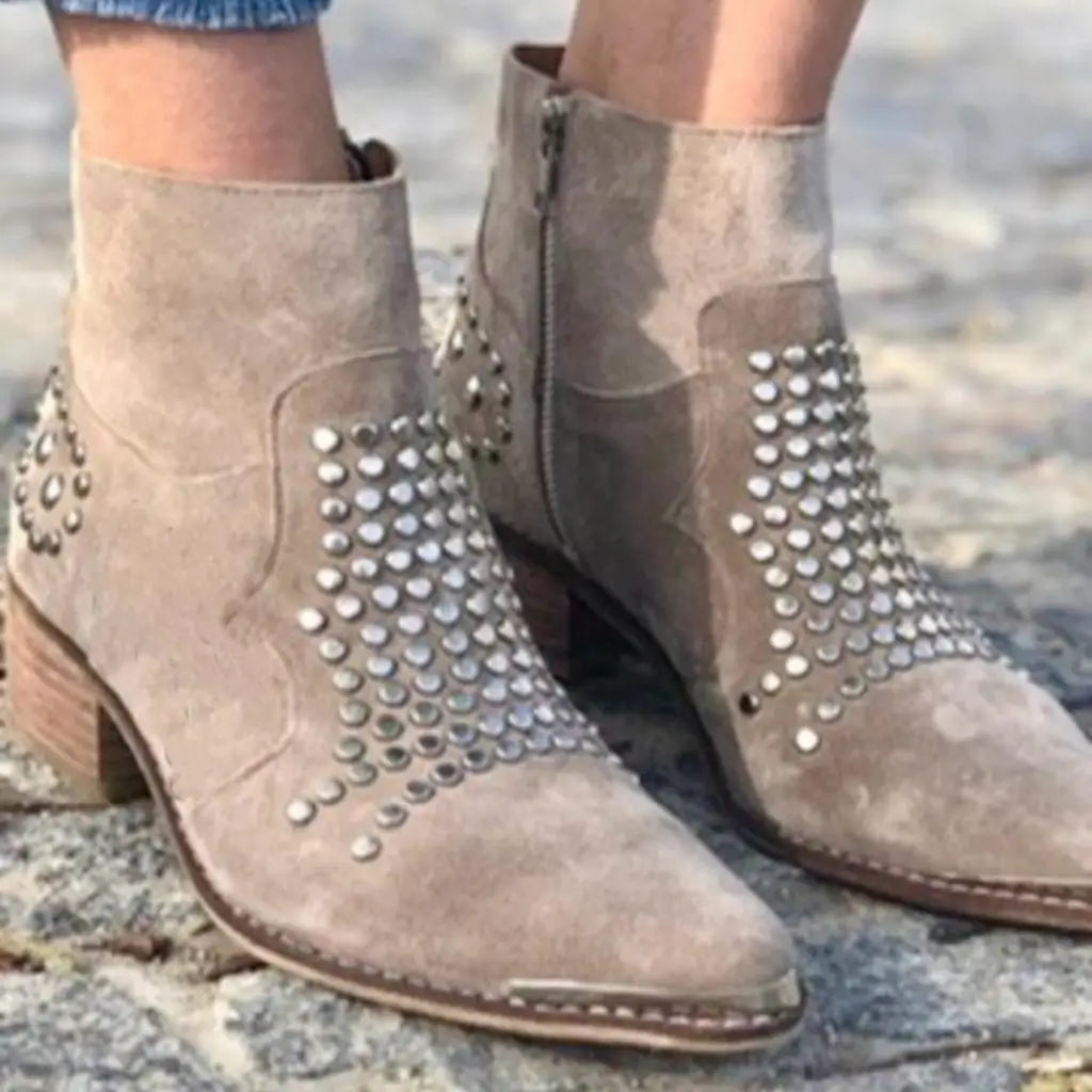 Studded Suede Ankle Boots | Valenira