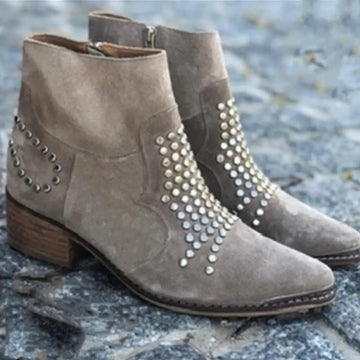 Studded Suede Ankle Boots
