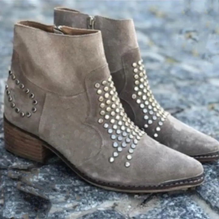 Studded Suede Ankle Boots | Valenira
