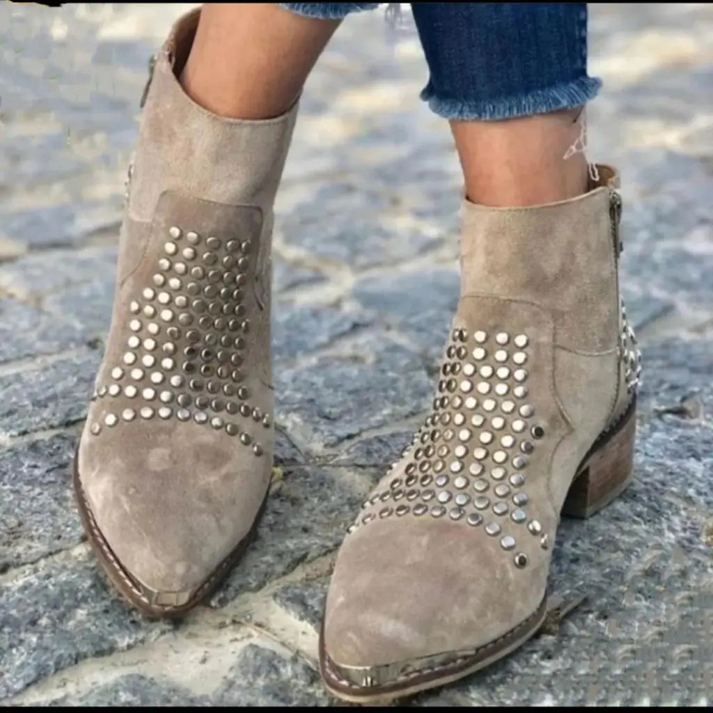 Studded Suede Ankle Boots | Valenira