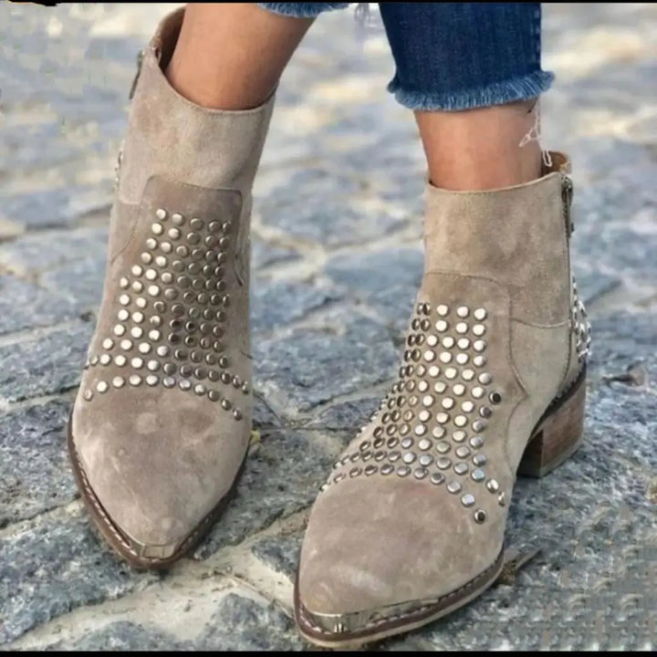 Studded Suede Ankle Boots | Valenira