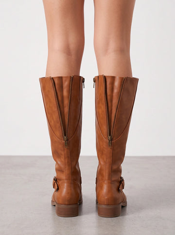 Buckle Strap Riding Boots