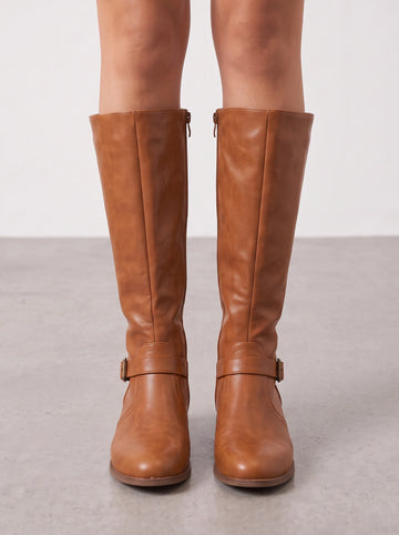 Buckle Strap Riding Boots