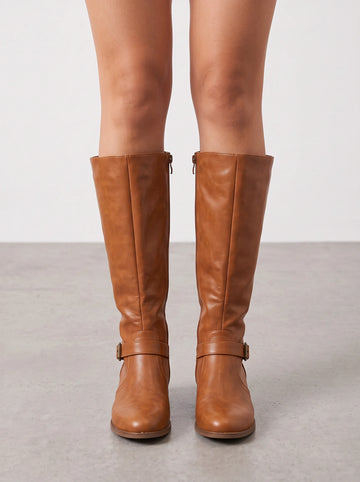 Buckle Strap Riding Boots