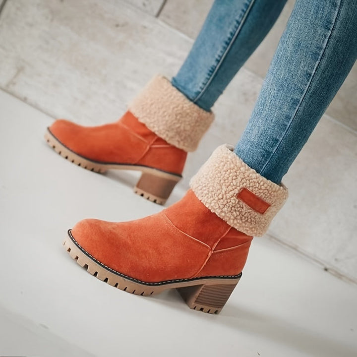 Teddy Cuff Ankle Boots in Orange | Valenira