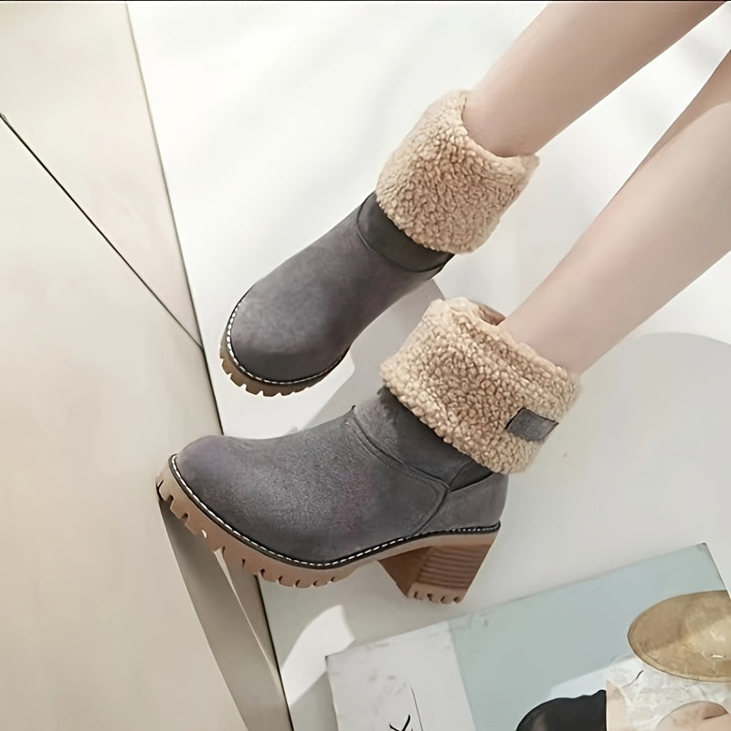 Teddy Cuff Ankle Boots in Gray | Valenira