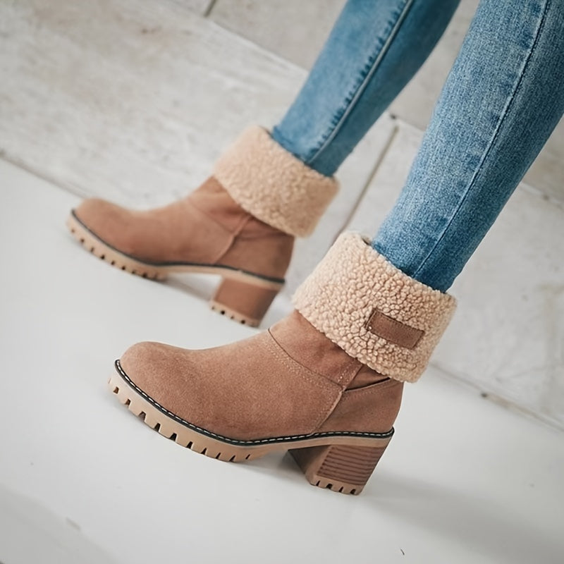 Teddy Cuff Ankle Boots in Tan | Valenira