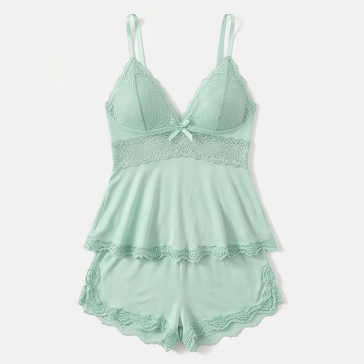 Tiered Lace Peplum Cami Set