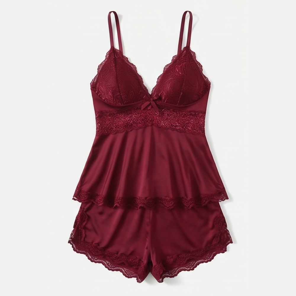 Tiered Lace Peplum Cami Set