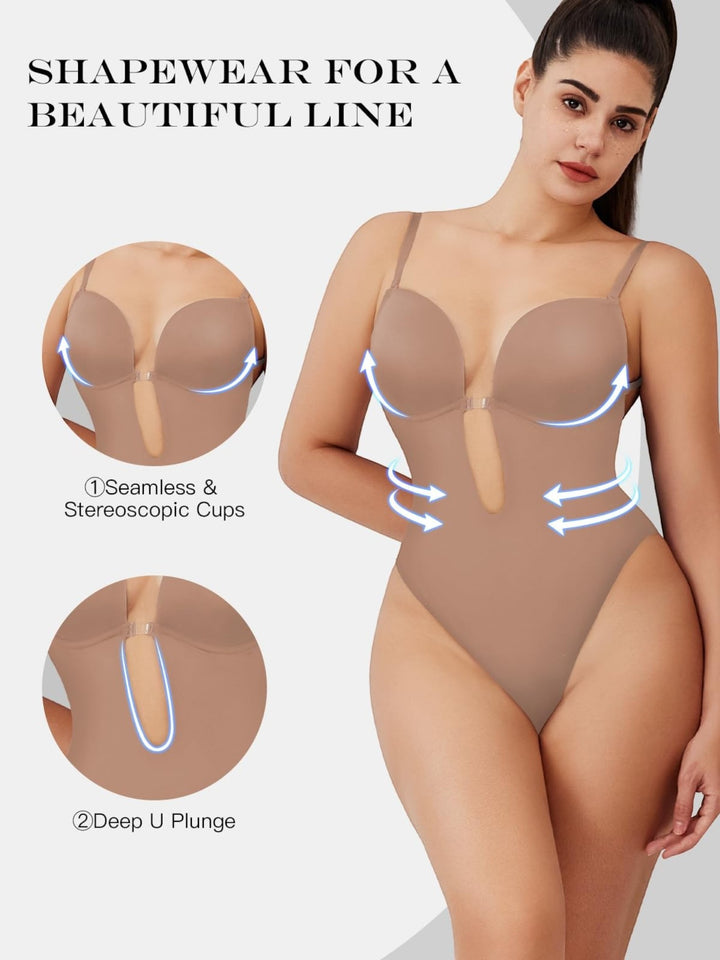 Woman wearing Backless Shapewear Bodysuit — view 3 | Valenira