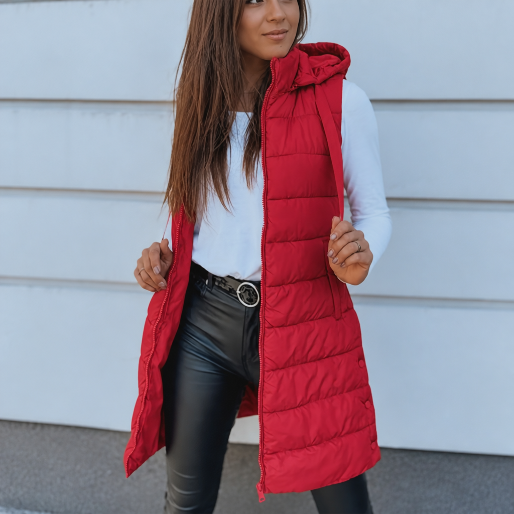 Longline Hooded Quilted Vest