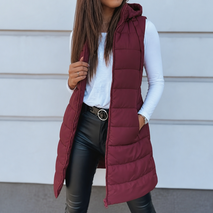 Longline Hooded Quilted Vest