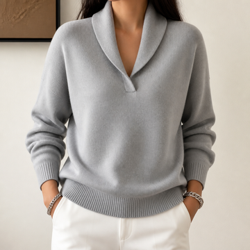 Shawl Collar Ribbed Knit Pullover