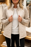 Knit Panel Quilted Patchwork Puffer