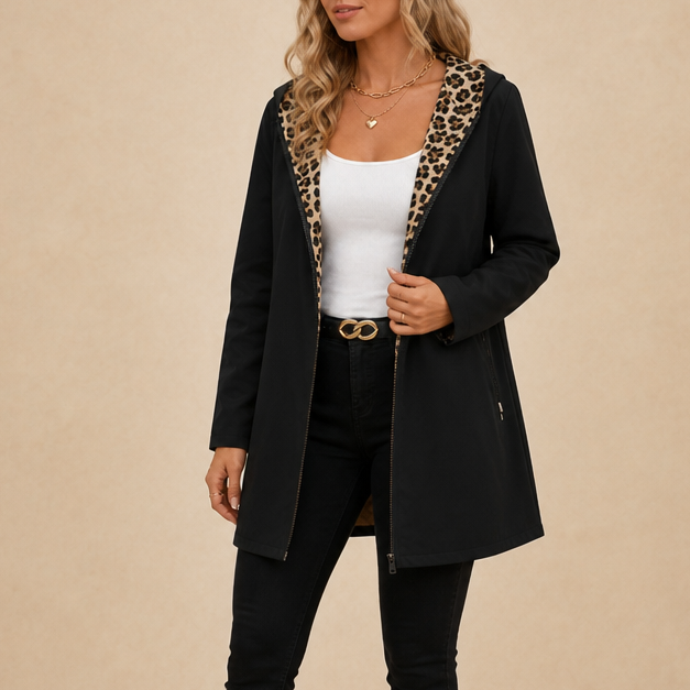 Reversible Leopard Hooded Coat