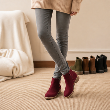 Faux Shearling Lined Suede Ankle Boots
