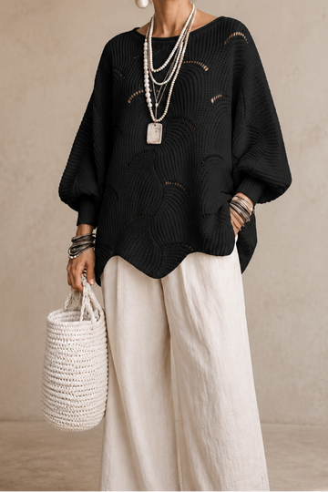 Wave Openwork Batwing Sweater