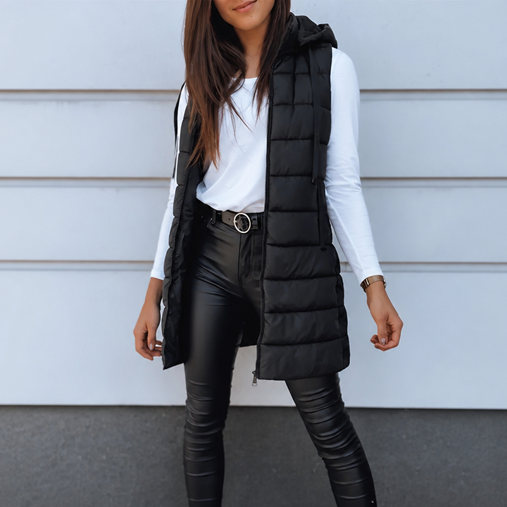 Longline Hooded Quilted Vest